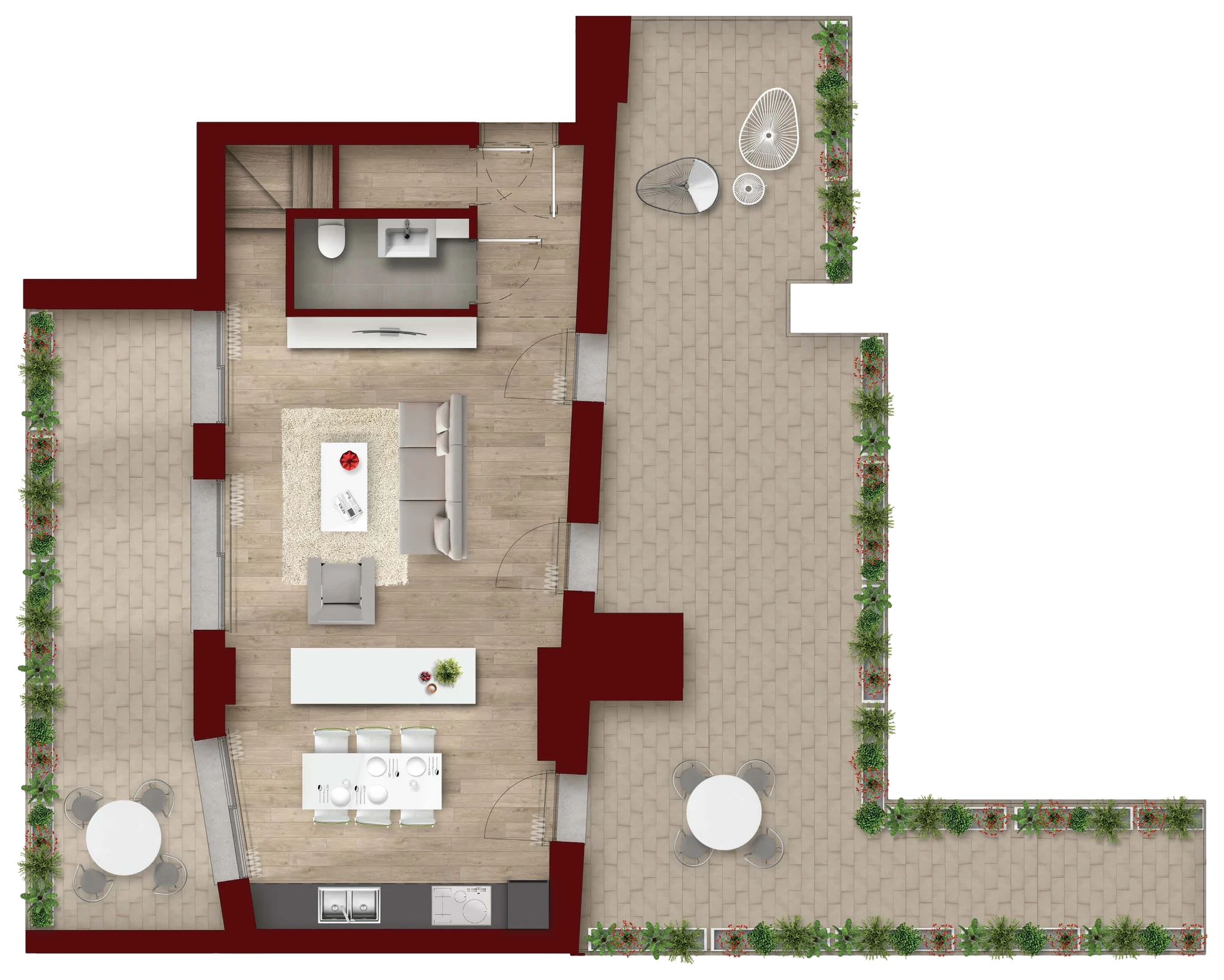 Planimetria del trilocale, interno 17, livello 1