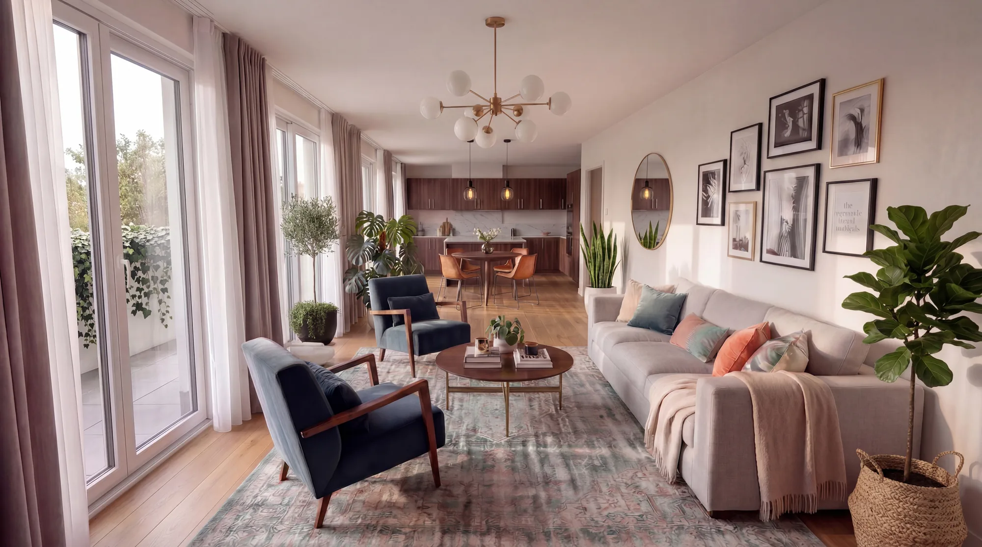 Salone di un appartamento di Opificio Appio, render