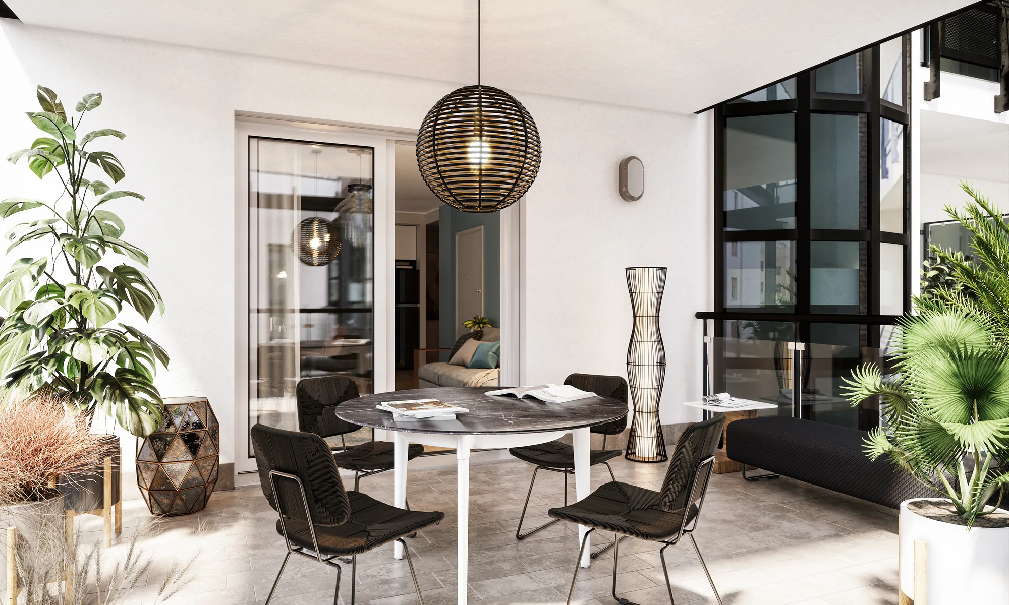 Terrazzo di un appartamento di Opificio Appio, render